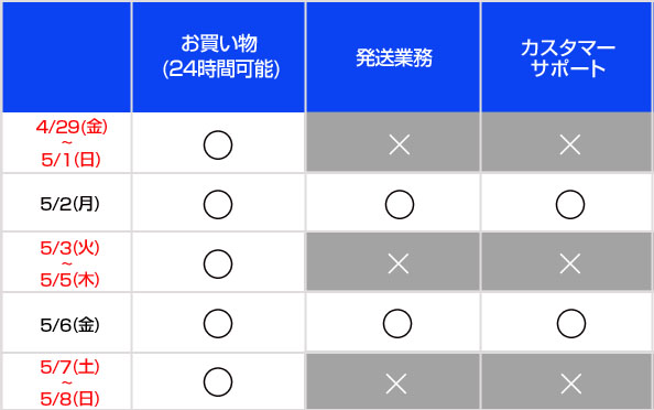 GWカレンダー